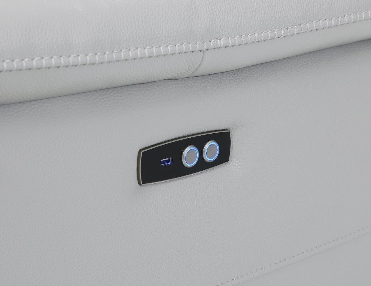 Global United 9762LG-5PC 5 pc DivanItalia light gray italian leather power reclining sectional sofa adjustable headrests