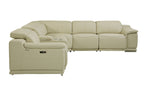 Global United 9762BG-6PC 6 pc DivanItalia beige italian leather power reclining sectional sofa adjustable headrests