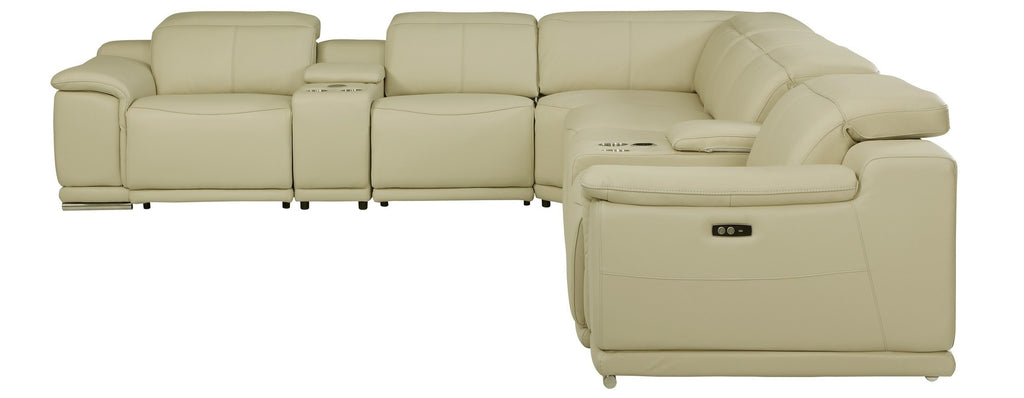 Global United 9762BG-8PC 8 pc DivanItalia beige italian leather power reclining sectional sofa adjustable headrests