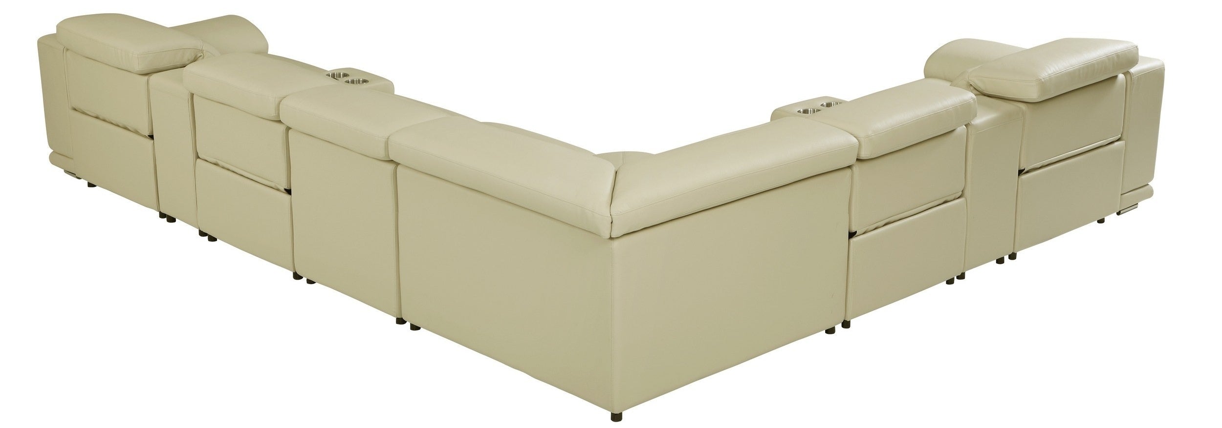 Global United 9762BG-8PC 8 pc DivanItalia beige italian leather power reclining sectional sofa adjustable headrests
