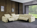Global United 9762BG-6PC 6 pc DivanItalia beige italian leather power reclining sectional sofa adjustable headrests