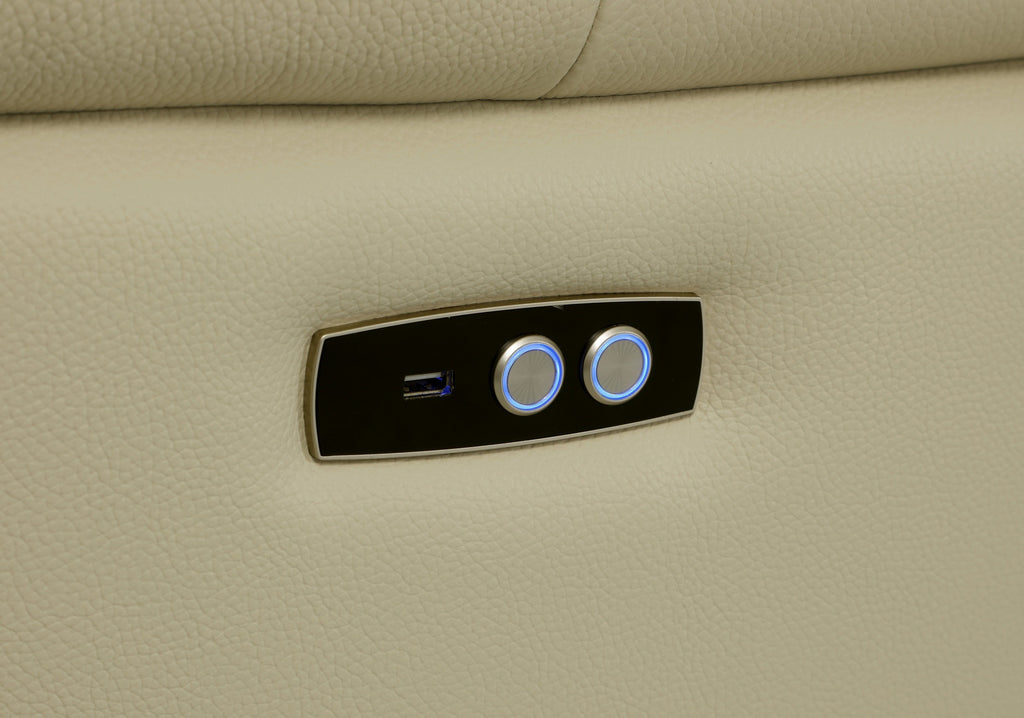 Global United 9762BG-6PC 6 pc DivanItalia beige italian leather power reclining sectional sofa adjustable headrests