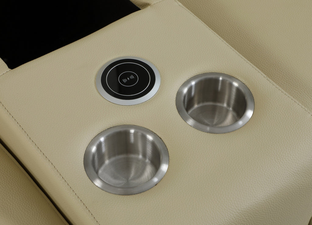 Global United 9762BG-8PC 8 pc DivanItalia beige italian leather power reclining sectional sofa adjustable headrests