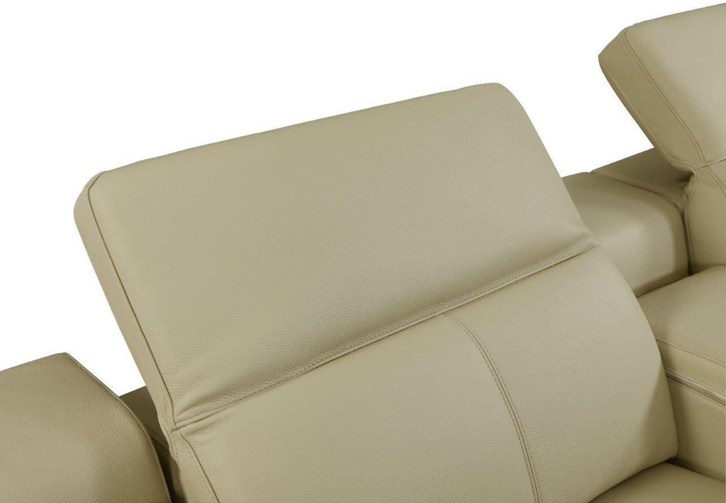 Global United 9762BG-5PC 5 pc DivanItalia beige italian leather power reclining sectional sofa adjustable headrests
