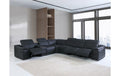 Global United 9762BK-7PC-4PWR 7 pc DivanItalia black italian leather power reclining sectional sofa adjustable headrests 4 power recliners