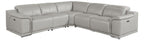 Global United 9762LG-5PC 5 pc DivanItalia light gray italian leather power reclining sectional sofa adjustable headrests