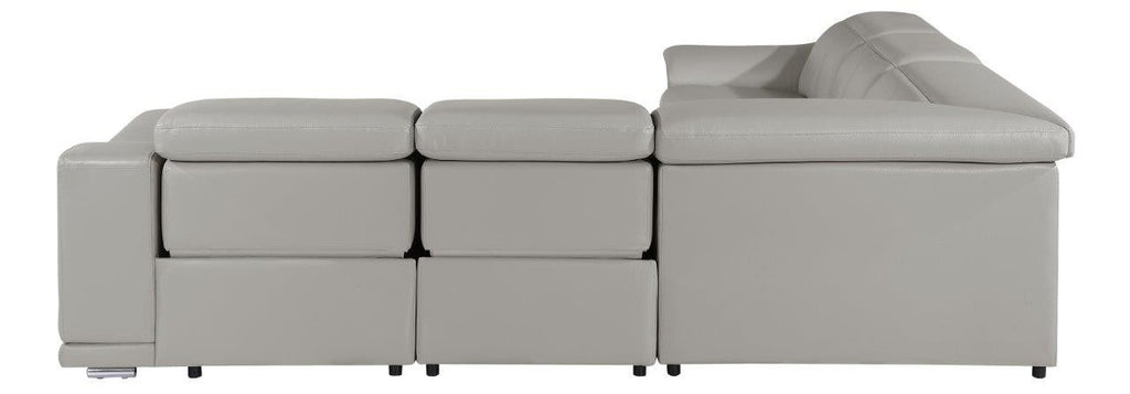 Global United 9762LG-5PC 5 pc DivanItalia light gray italian leather power reclining sectional sofa adjustable headrests