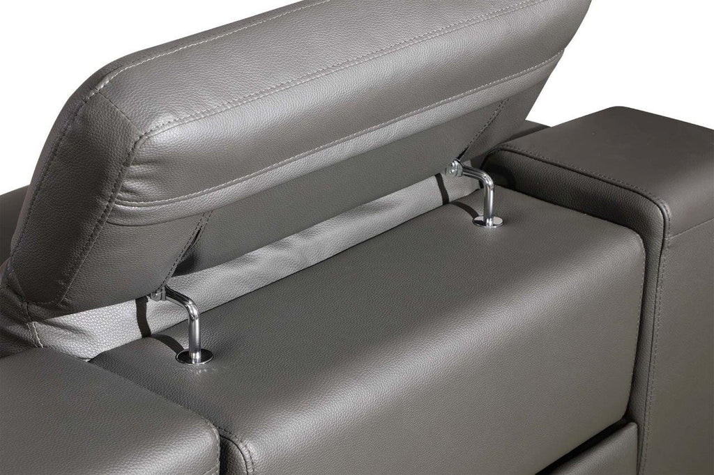 Global United 9762DG-5PC 5 pc DivanItalia dark grey italian leather power reclining sectional sofa adjustable headrests