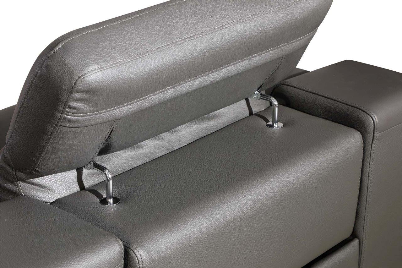 Global United 9762DG-5PC 5 pc DivanItalia dark grey italian leather power reclining sectional sofa adjustable headrests