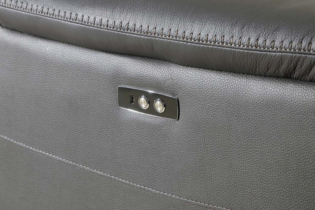 Global United 9762DG-5PC 5 pc DivanItalia dark grey italian leather power reclining sectional sofa adjustable headrests