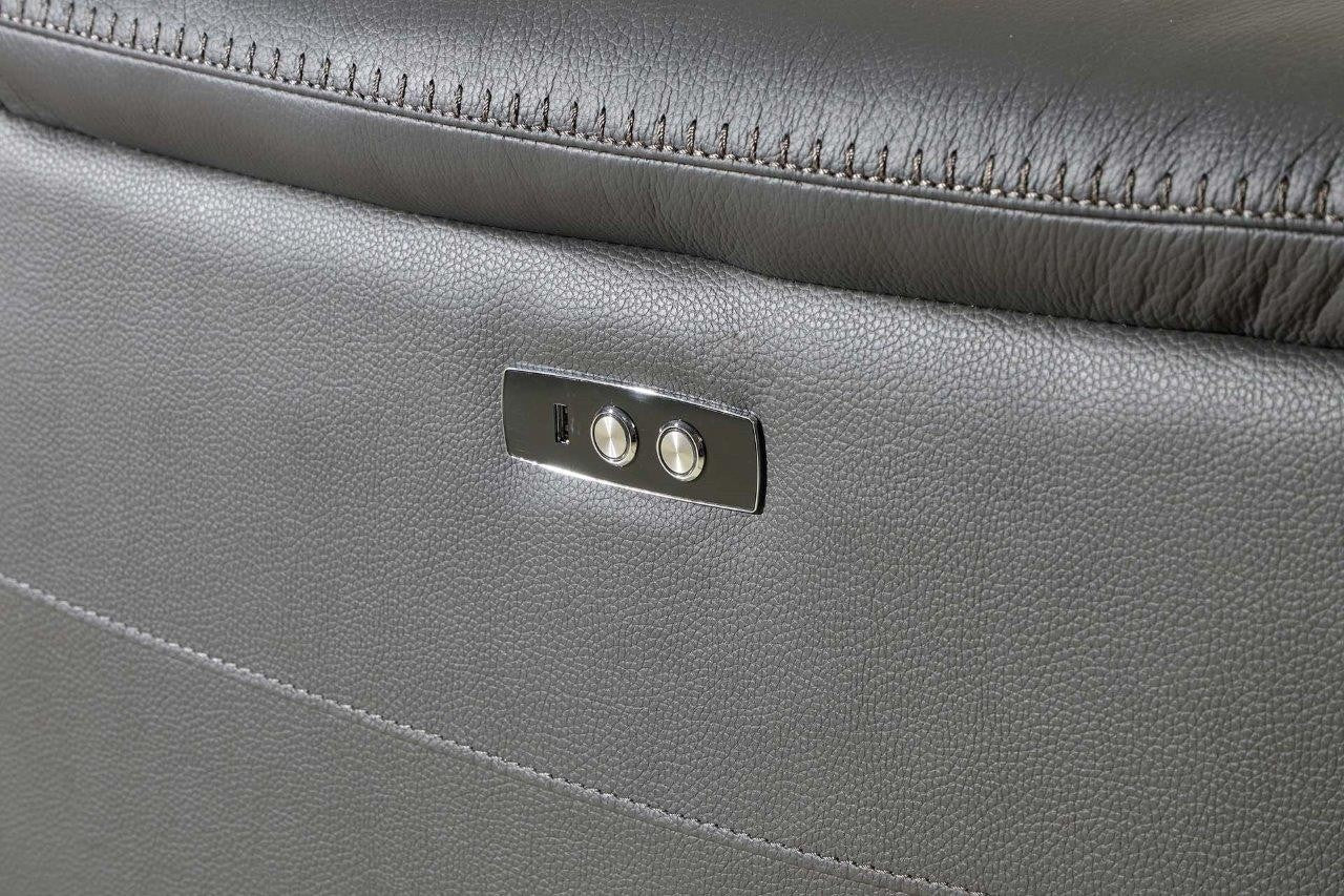 Global United 9762DG-5PC 5 pc DivanItalia dark grey italian leather power reclining sectional sofa adjustable headrests