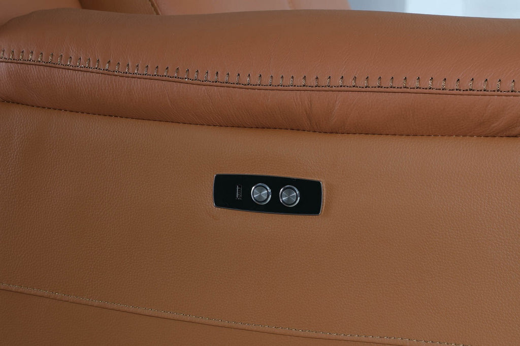 Global United 9762CM-6PC 6 pc DivanItalia camel italian leather power reclining sectional sofa adjustable headrests