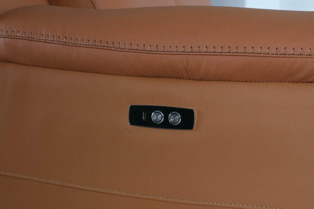 Global United 9762CM-5PC 5 pc DivanItalia camel italian leather power reclining sectional sofa adjustable headrests