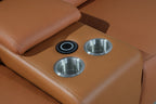 Global United 9762CM-6PC 6 pc DivanItalia camel italian leather power reclining sectional sofa adjustable headrests