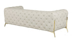 Global United 970BG-2PC 2 pc Divanitalia modern style beige genuine leather sofa and love seat set all over tufting