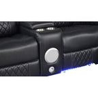 3 pc Lacrosse black faux leather power motion sectional sofa with LED , USB charging, cup holders Bluetooth speakers