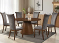 Legacy-7PC 7 pc Legacy walnut finish wood 60" round pedestal dining table set