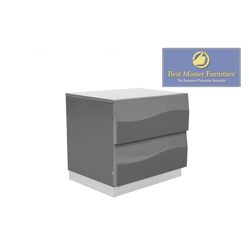 Best Master Leon 4 pc leon modern style gray lacquer finish queen bedroom set