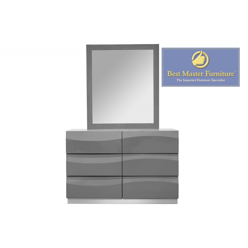 Best Master Leon 4 pc leon modern style gray lacquer finish queen bedroom set