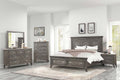 00-1605-4PC 4 pc Lisbon grey finish wood country style queen bed set footboard drawers