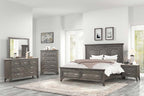 00-1605-4PC 4 pc Lisbon grey finish wood country style queen bed set footboard drawers