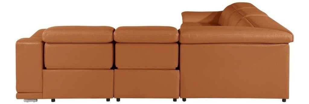 Global United 9762CM-5PC 5 pc DivanItalia camel italian leather power reclining sectional sofa adjustable headrests