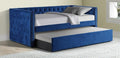 LT001-BL Canora grey hendrum blue velvet fabric twin day bed with trundle