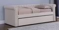 LT002-BG Canora grey hendrum beige linen like fabric twin day bed with trundle