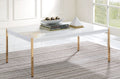Acme LV00034 Everly quinn otrac gold metal high gloss white top coffee table
