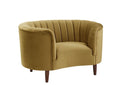 Acme LV00165 Astoria grand millephri olive yellow velvet fabric tufted design barrel back accents oversized accent chair