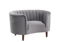 Acme LV00168 Astoria grand millephri grey velvet fabric tufted design barrel back accents oversized accent chair