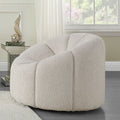 Acme LV00230 Everly quinn osmash white teddy sherpa fabric pappasan style swivel barrel chair