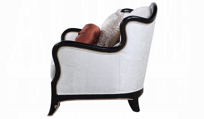 Acme LV00251-52 2 pc Astoria grand ullrich nurmive beige fabric wood trim cabriole style sofa and love seat set