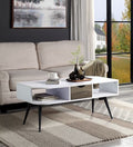 Acme LV00322 Latitude run halima white finish wood mid century modern coffee table with drawer