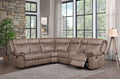 Acme LV00397 3 pc Red barrel studio dollum 2 tone chocolate velvet fabric sectional sofa with recliners and drink console