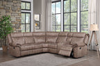 Acme LV00397 3 pc Red barrel studio dollum 2 tone chocolate velvet fabric sectional sofa with recliners and drink console