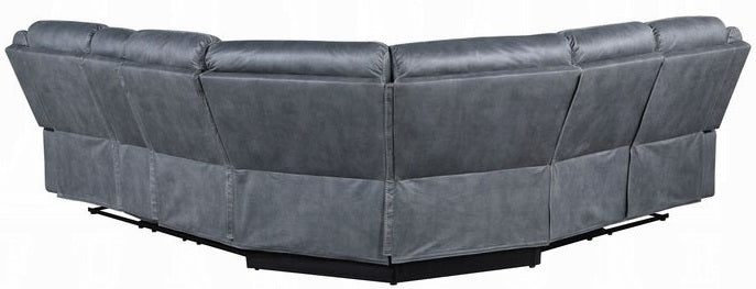 Acme LV00398 3 pc Red barrel studio dollum 2 tone grey velvet fabric sectional sofa with recliners and drink console