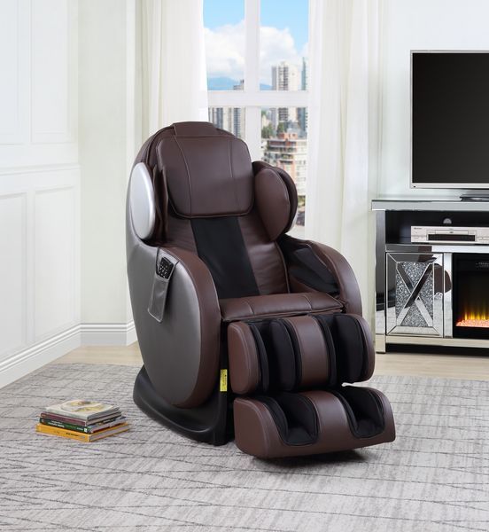 Acme LV00569 Pacari chocolate faux leather zero gravity 2D massaging recliner chair