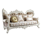 Acme LV00803 Astoria grand Vanaheim antique white finish wood french inspired sofa with ornate accents