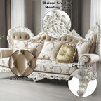 Acme LV00803-04 2 pc set Astoria grand Vanaheim antique white finish wood french inspired sofa and love seat with ornate accents