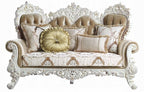 Acme LV00803-04 2 pc set Astoria grand Vanaheim antique white finish wood french inspired sofa and love seat with ornate accents