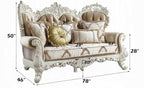 Acme LV00803-04 2 pc set Astoria grand Vanaheim antique white finish wood french inspired sofa and love seat with ornate accents