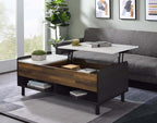 Acme LV00828 Winston porter laverly Axel faux marble top black and walnut finish wood lift top coffee table with drawer