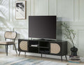 Acme LV01080 Foundry select colson black finish wood with woven wicker side accents TV stand