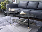 Acme LV01088 Set of 2 Rosdrof park Silas black faux marble top black metal frame nesting coffee and end table set