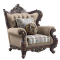 Acme LV01124 Rosdorf park ragnar light brown linen fabric cherry finish wood accents oversized accent chair