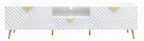 Acme LV01138 Tyra gaines mid century retro modern white finish wood 79" tv stand gold accents