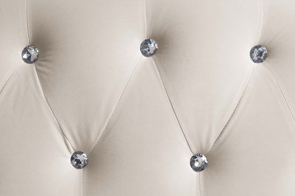 Acme LV01155-56 2 pc Rosdorf park tayden beige velvet fabric black finish wood sofa and love seat set