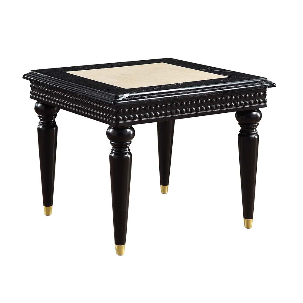Acme LV01159  Rosdorf park tayden black finish wood marble inlay top end table