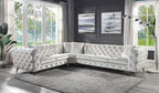 Acme LV01160 3 pc Brayden studio atronia chesterfield style beige fabric tufted design sectional sofa